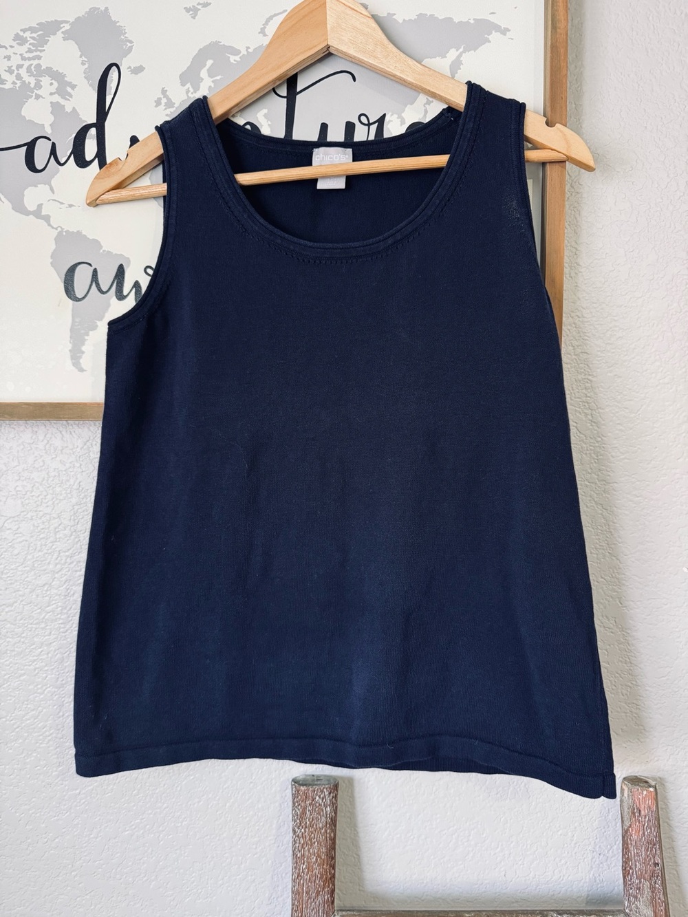 Chicos navy sleeves cotton blend sweater tank